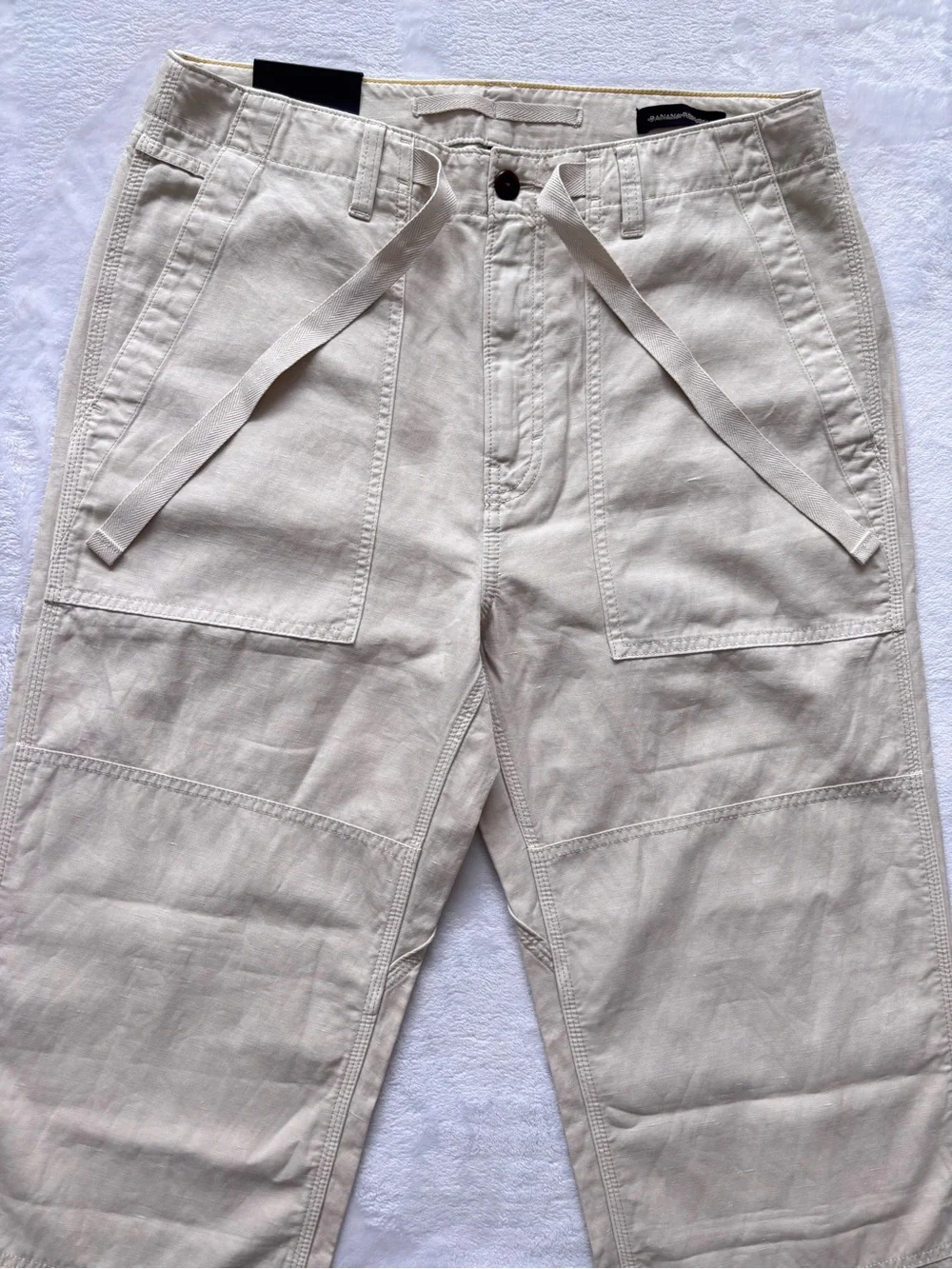 BANANA REPUBLIC Relaxed Fit Rolled Cuff Mid Rise Cotton Linen Pants--NWT--32L